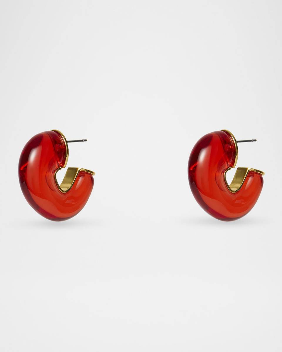 Birthstone Chunky Hoop Earrings, Red Ruby